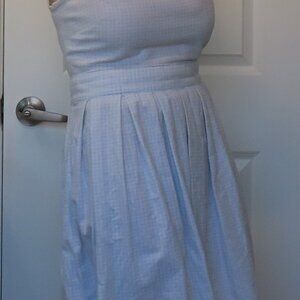 Handmade 100% cotton sleeveless white n grey checked cinch dress, size 4